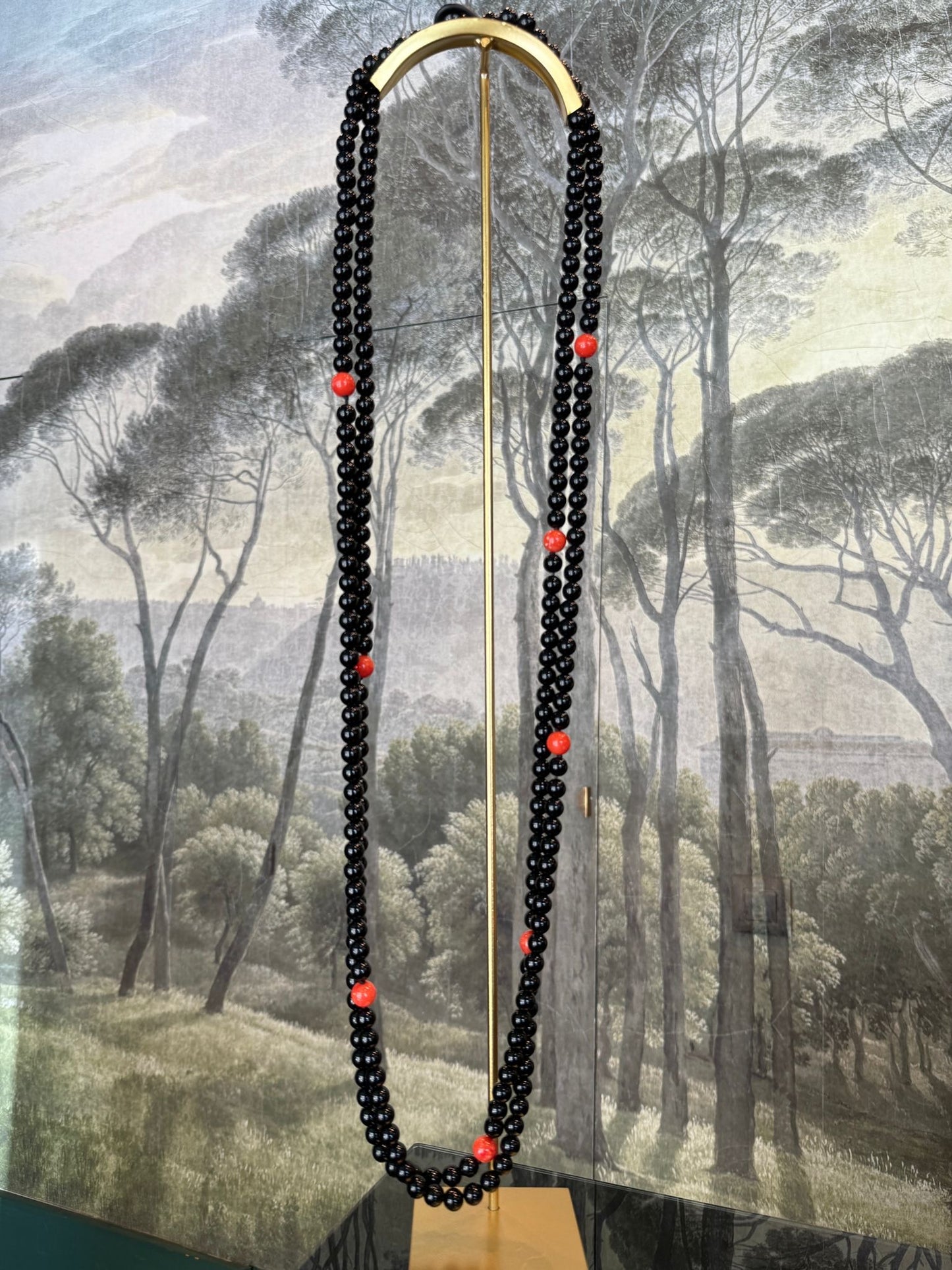 Collar Triana 2 Negro y Coral