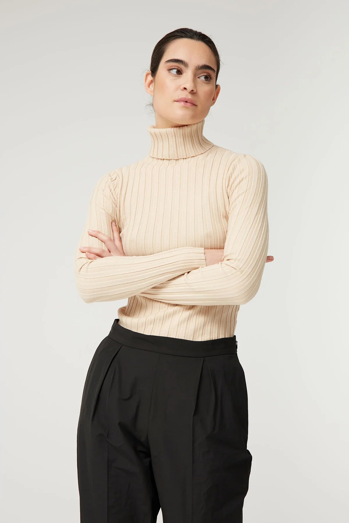 Jersey Canalé Alto Beige