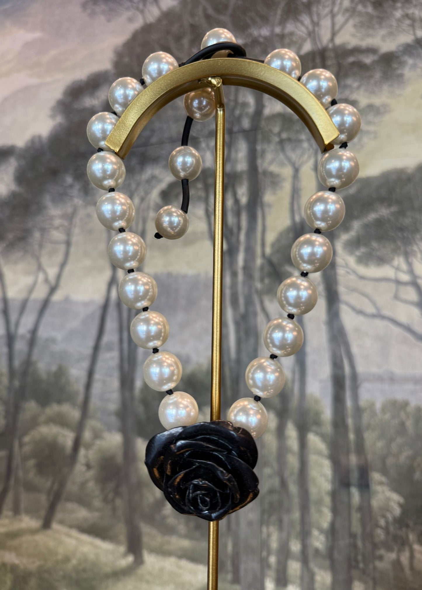 Collar Rosa Perla y Negro