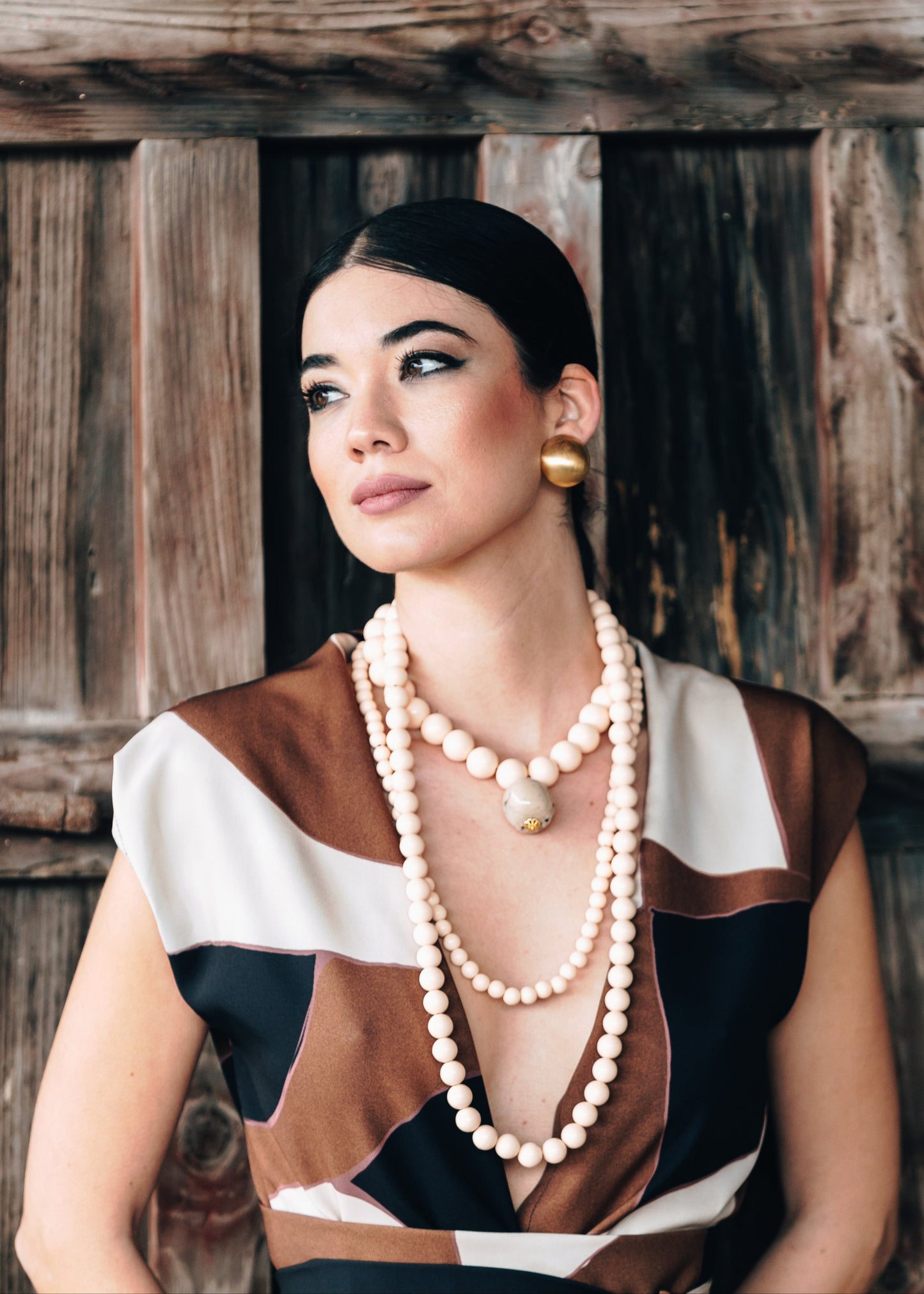 Collar Lola Triple Beige
