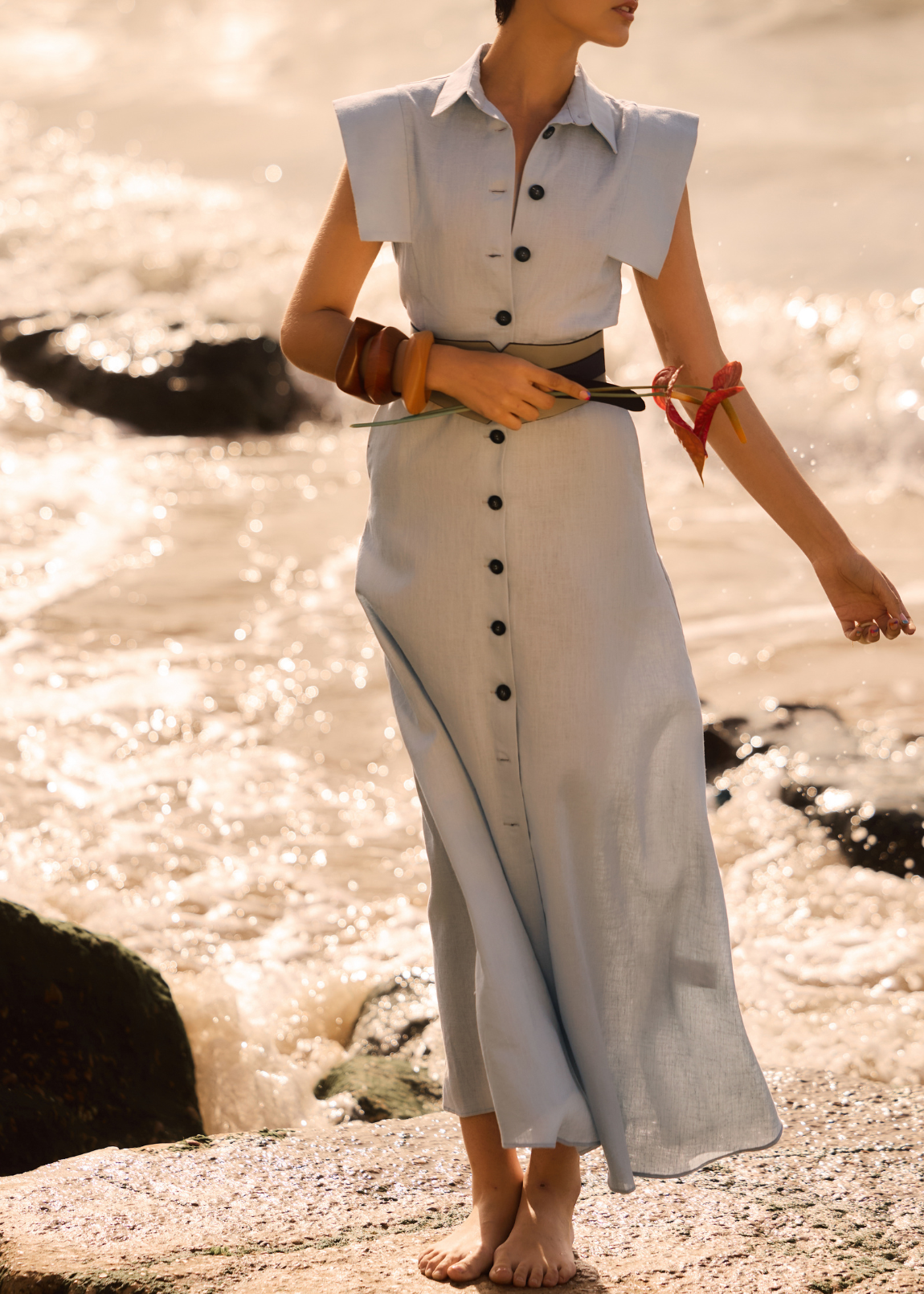 Vestido Gala Gris Claro