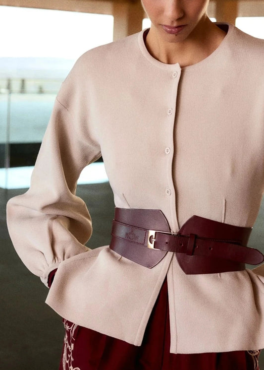 Chaqueta Punto Concha Beige