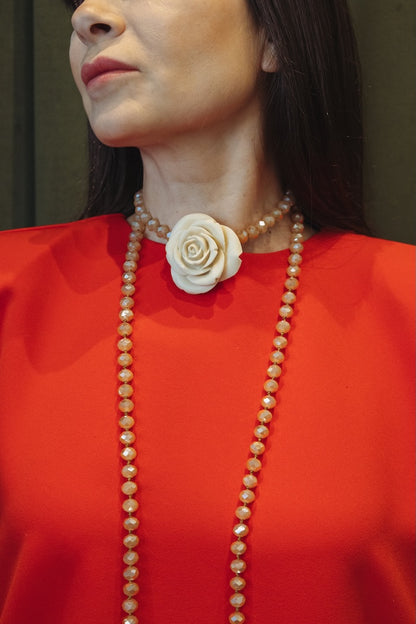Collar Rosa Nudo Beige