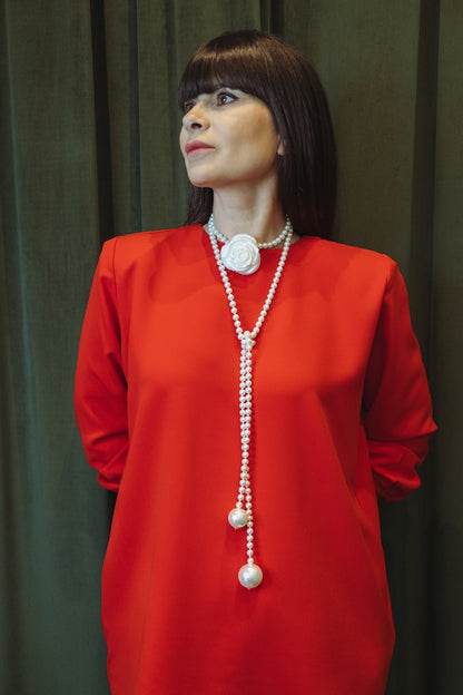 Collar Rosa Nudo Blanco