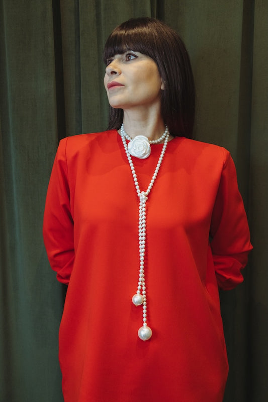 Collar Rosa Nudo Blanco