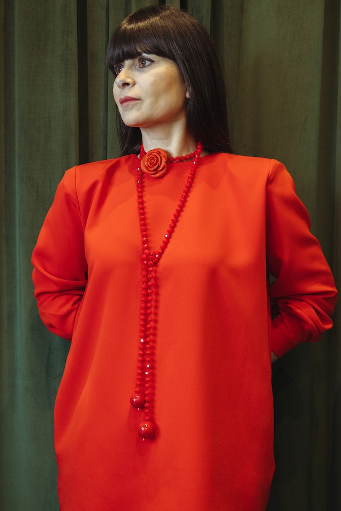 Collar Rosa Nudo Rojo