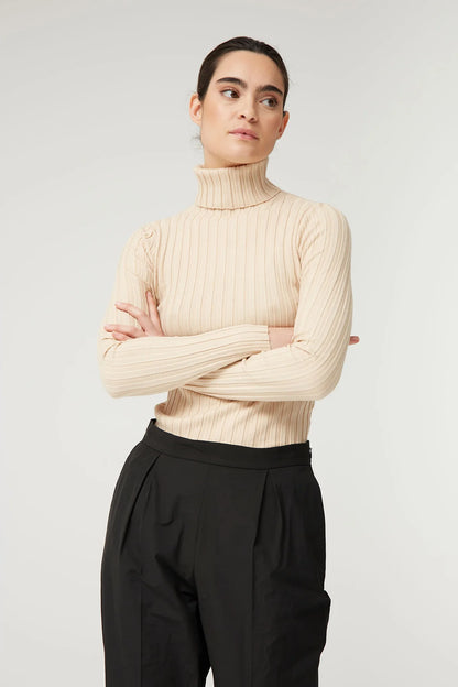 Jersey Canalé Alto Beige