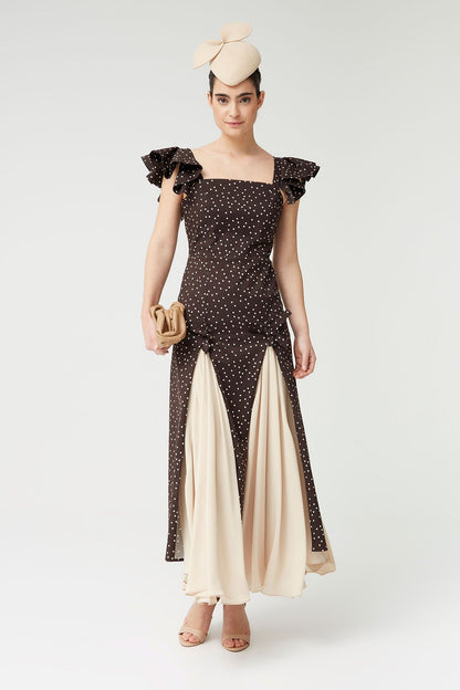 Vestido Nora Lunares Marrón