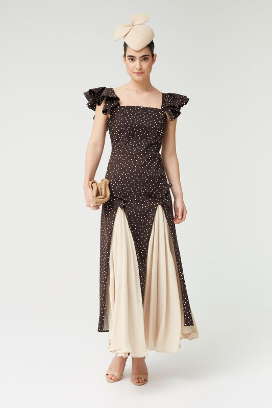 Vestido Nora Lunares Marrón