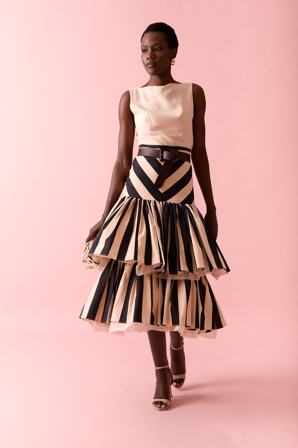 Falda Rúnica Beige/Negro