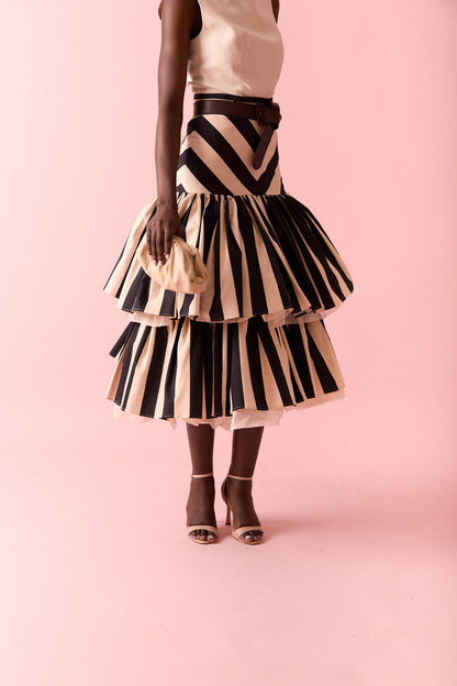 Falda Rúnica Beige/Negro