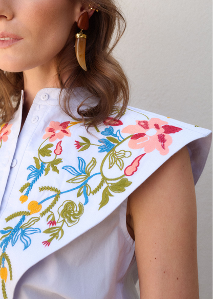 Camisa Mani Bordados Azul