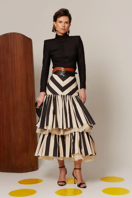 Falda Rúnica Beige/Negro