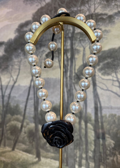 Collar Rosa Perla y Negro