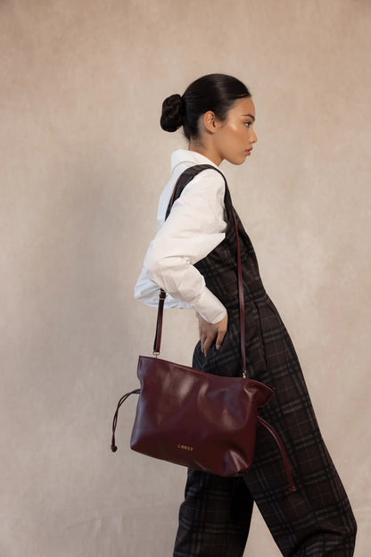 Bolso Saco Piel Burdeos