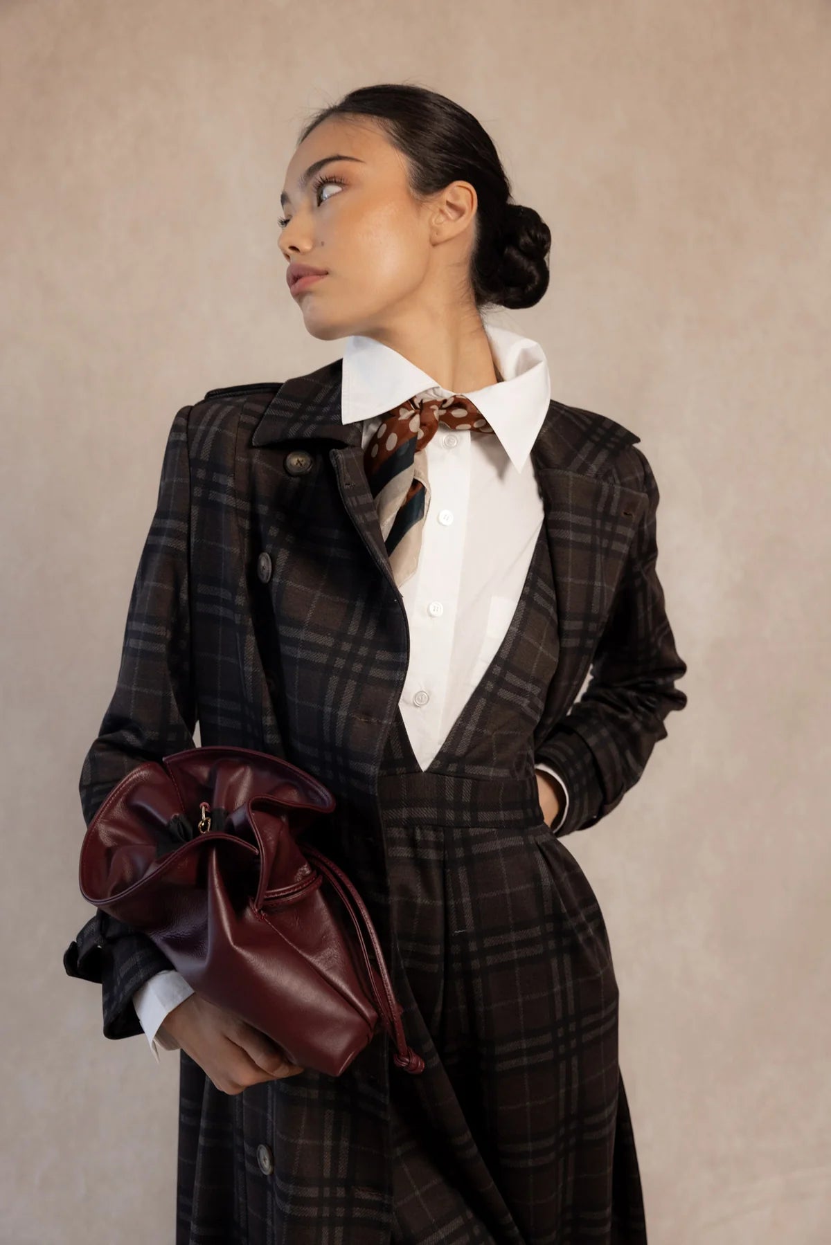 Bolso Saco Piel Burdeos