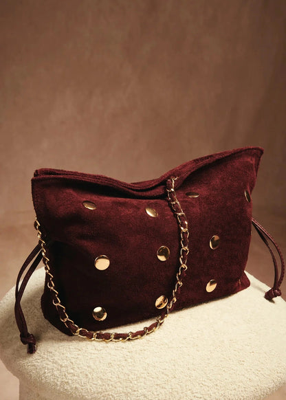 Bolso Saco Tachas Burdeos