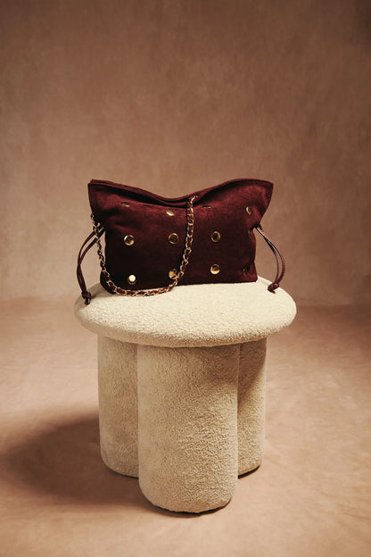 Bolso Saco Tachas Burdeos