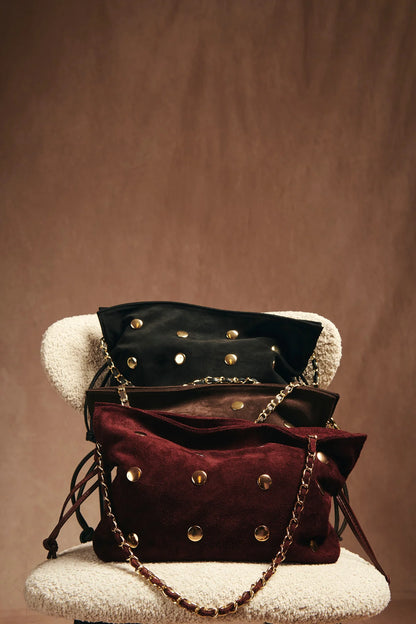 Bolso Saco Tachas Burdeos