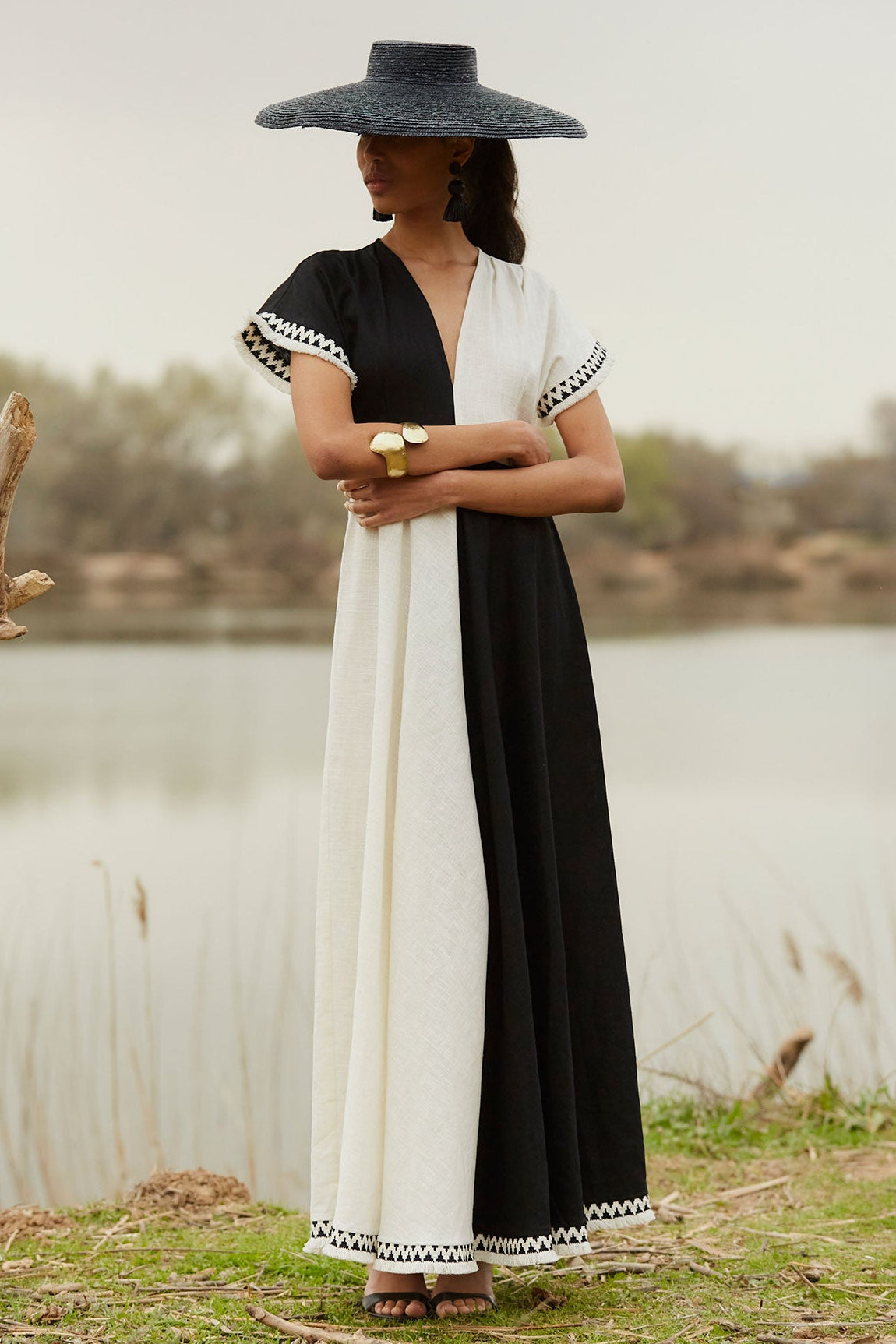 Vestido Carmela Blanco/Negro