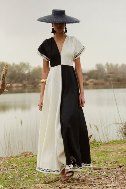 Vestido Carmela Blanco/Negro