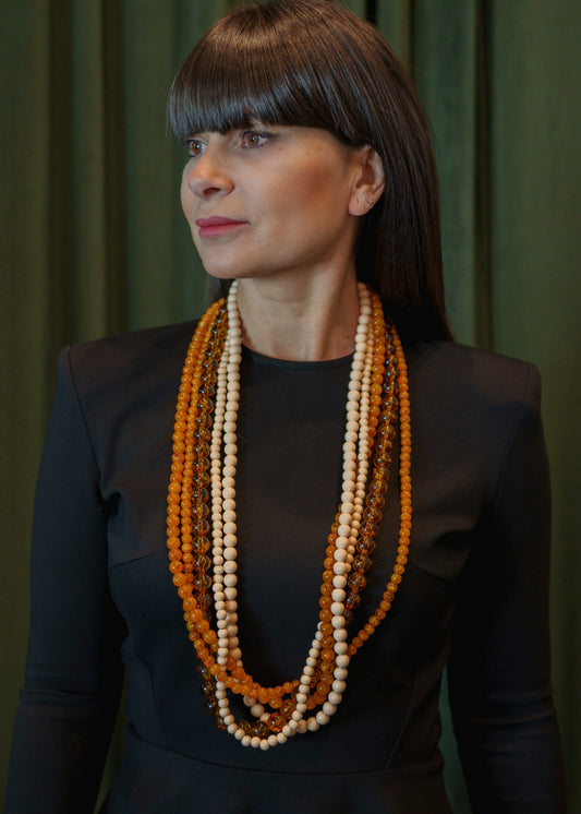 Collar Triana 5 Beige Mostaza Ámbar