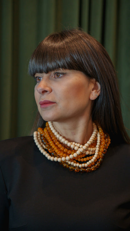 Collar Triana 5 Beige Mostaza Ámbar