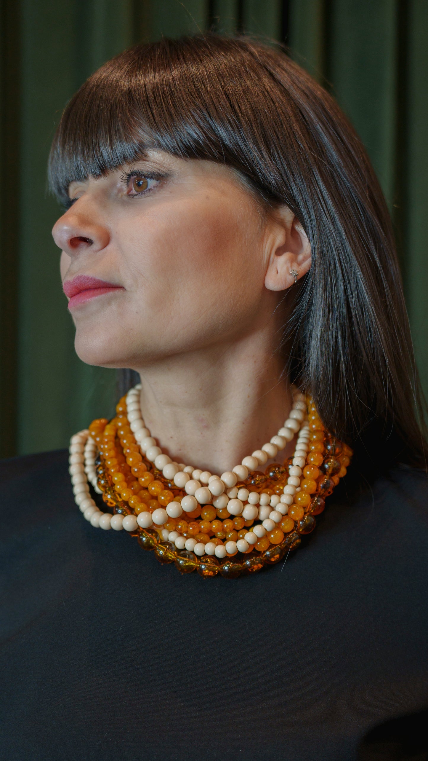 Collar Triana 5 Beige Mostaza Ámbar