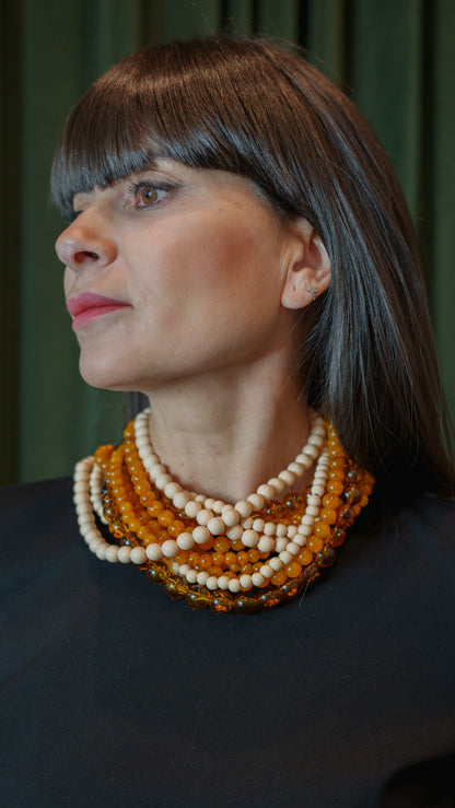 Collar Triana 5 Beige Mostaza Ámbar