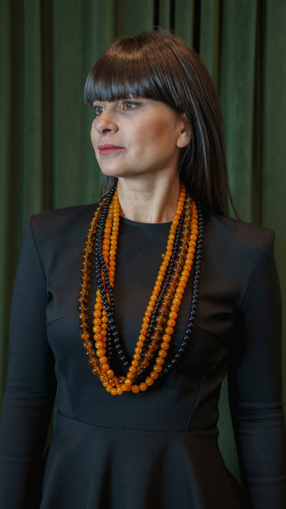 Collar Triana 5 Negro Mostaza Ámbar