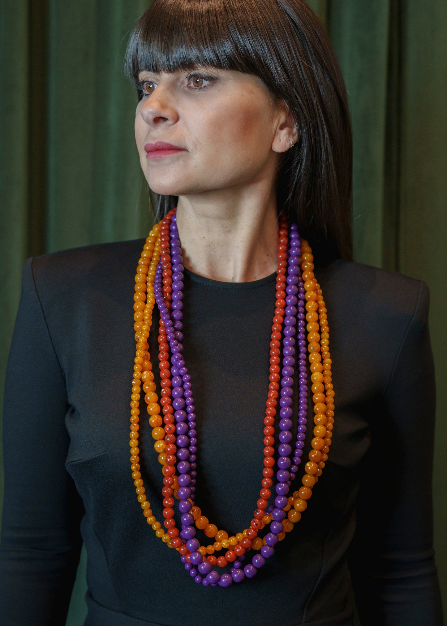 Collar Triana 5 Mostaza Morado Coral