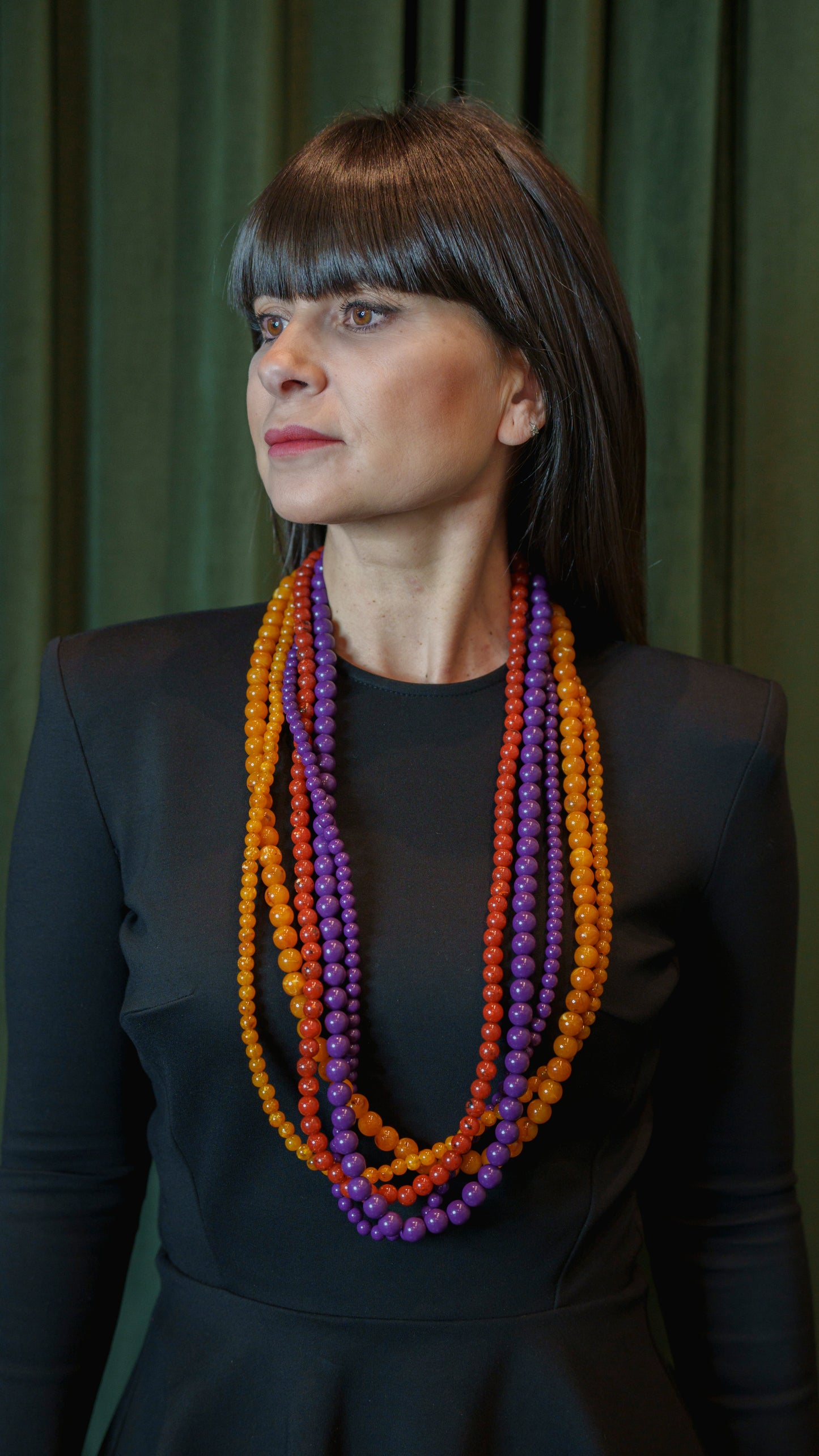 Collar Triana 5 Mostaza Morado Coral