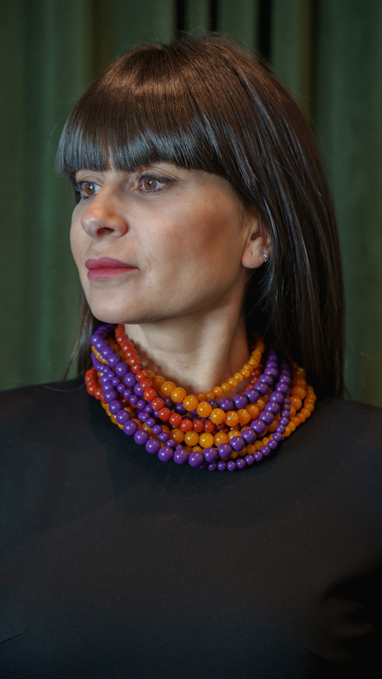 Collar Triana 5 Mostaza Morado Coral
