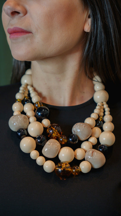 Collar Triana C Beige Ámbar Negro