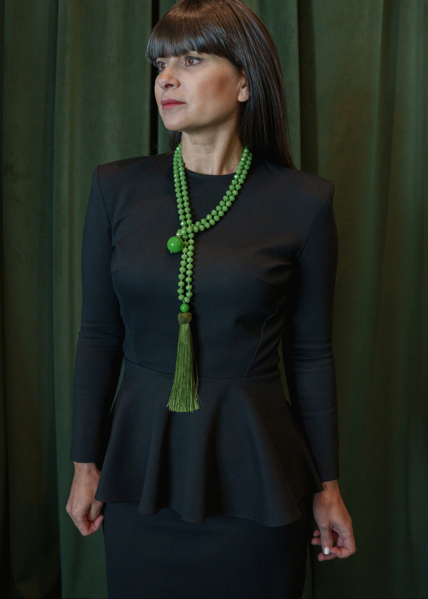 Collar Borla Verde Manzana