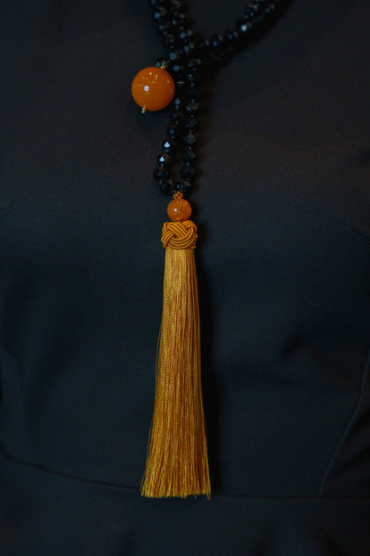 Collar Borla Negro-Mostaza