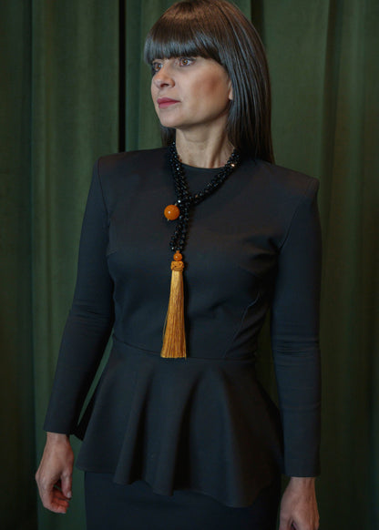 Collar Borla Negro-Mostaza