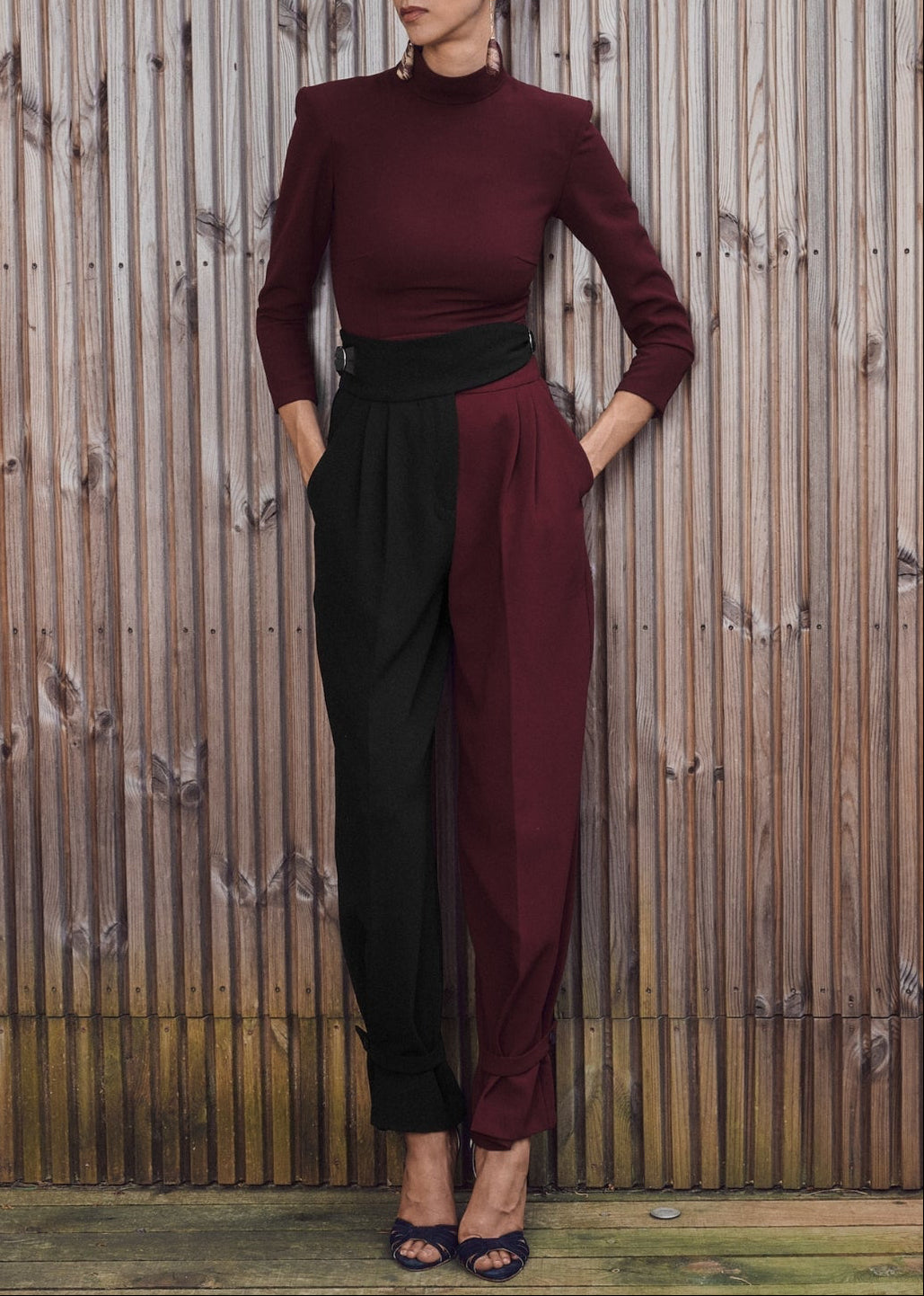 Pantalón Erin Burdeos y Negro