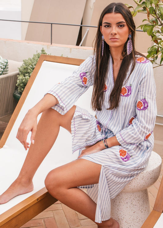 Kaftan Rayas Celestes Higos