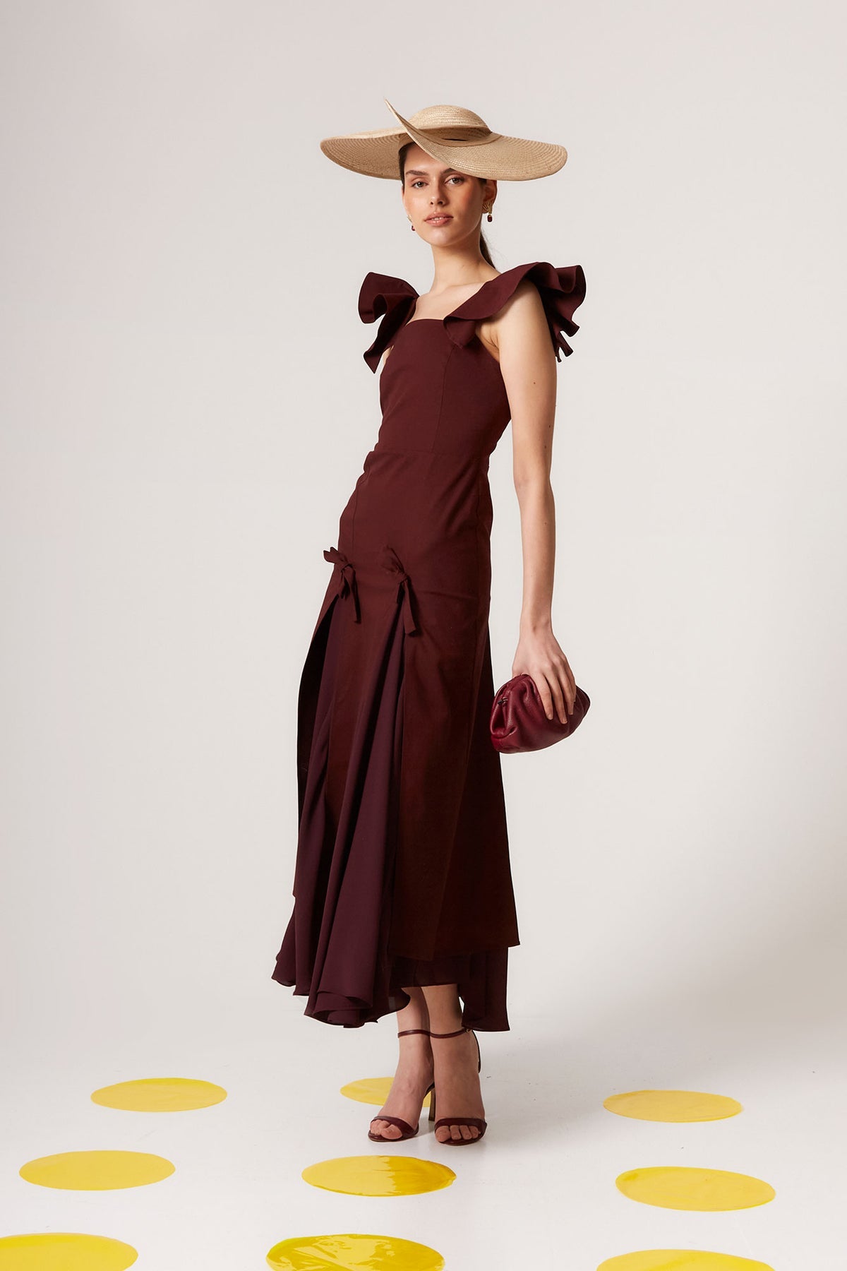 Vestido Nora Liso Granate