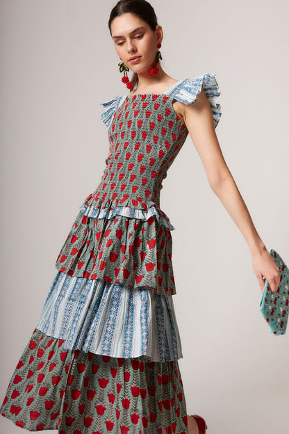 Vestido Perlina Flores Multi