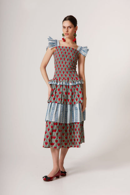 Vestido Perlina Flores Multi