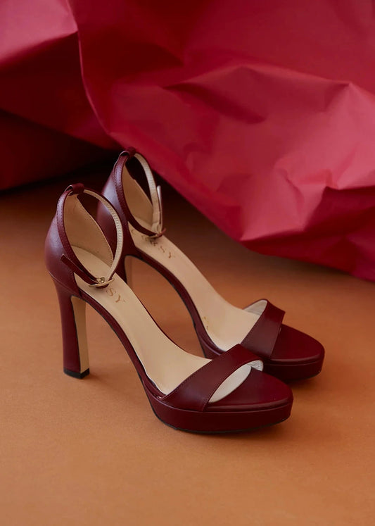 Sandalias Tacón Burdeos
