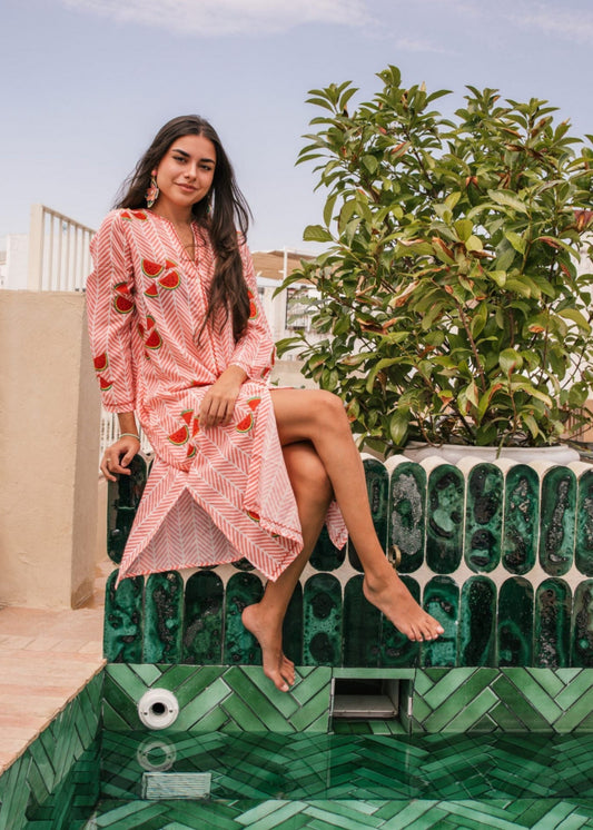 Kaftan Rayas Rosas Sandía