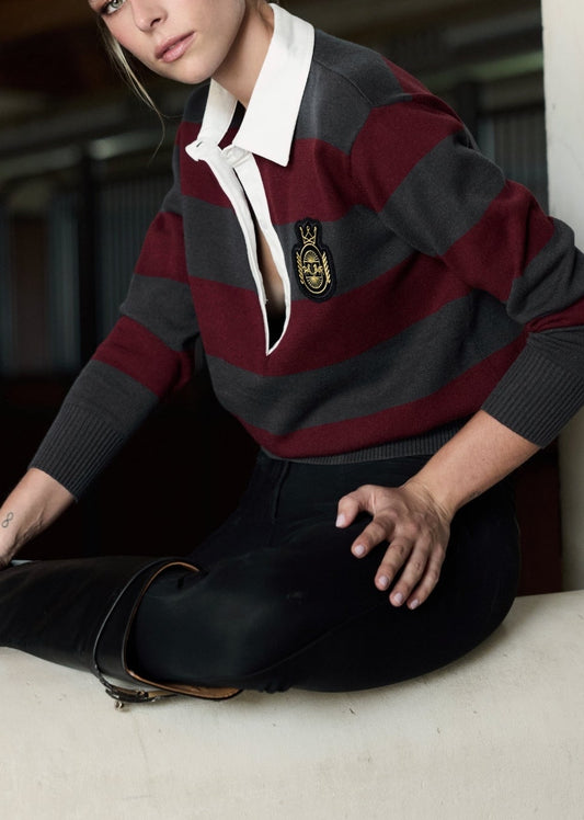 Polo Willy Gris y Burdeos