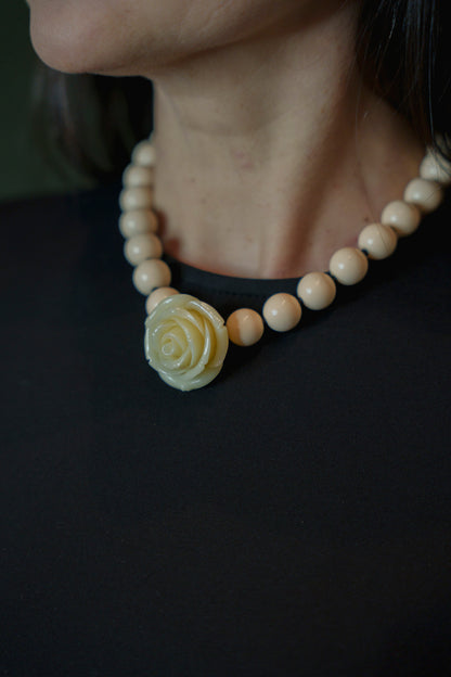 Collar Rosa XS Beige
