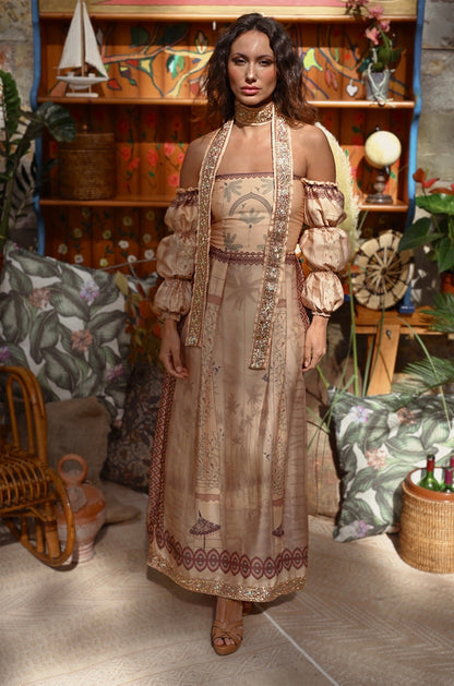 Vestido Brillo entre Palmeras - Melocotón